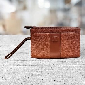 SOLD Authentic Burberry London Small Clutch Bag Grained Leather Brown Wrist Stra